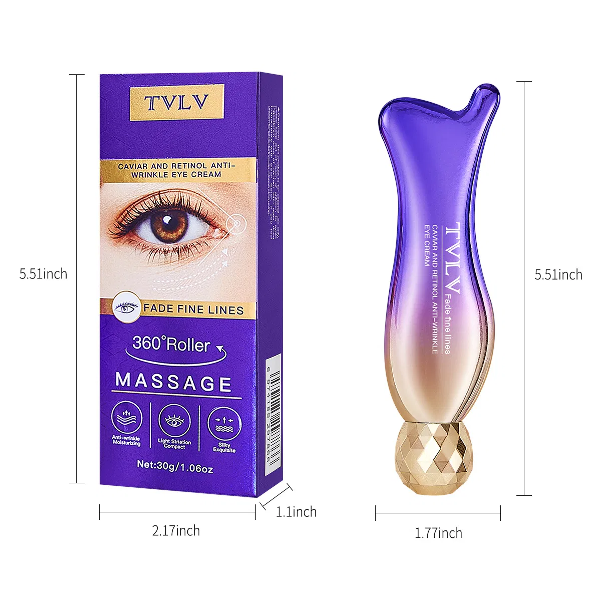 Caviar Infused Anti-Wrinkle Eye Cream with Rolling Applicator