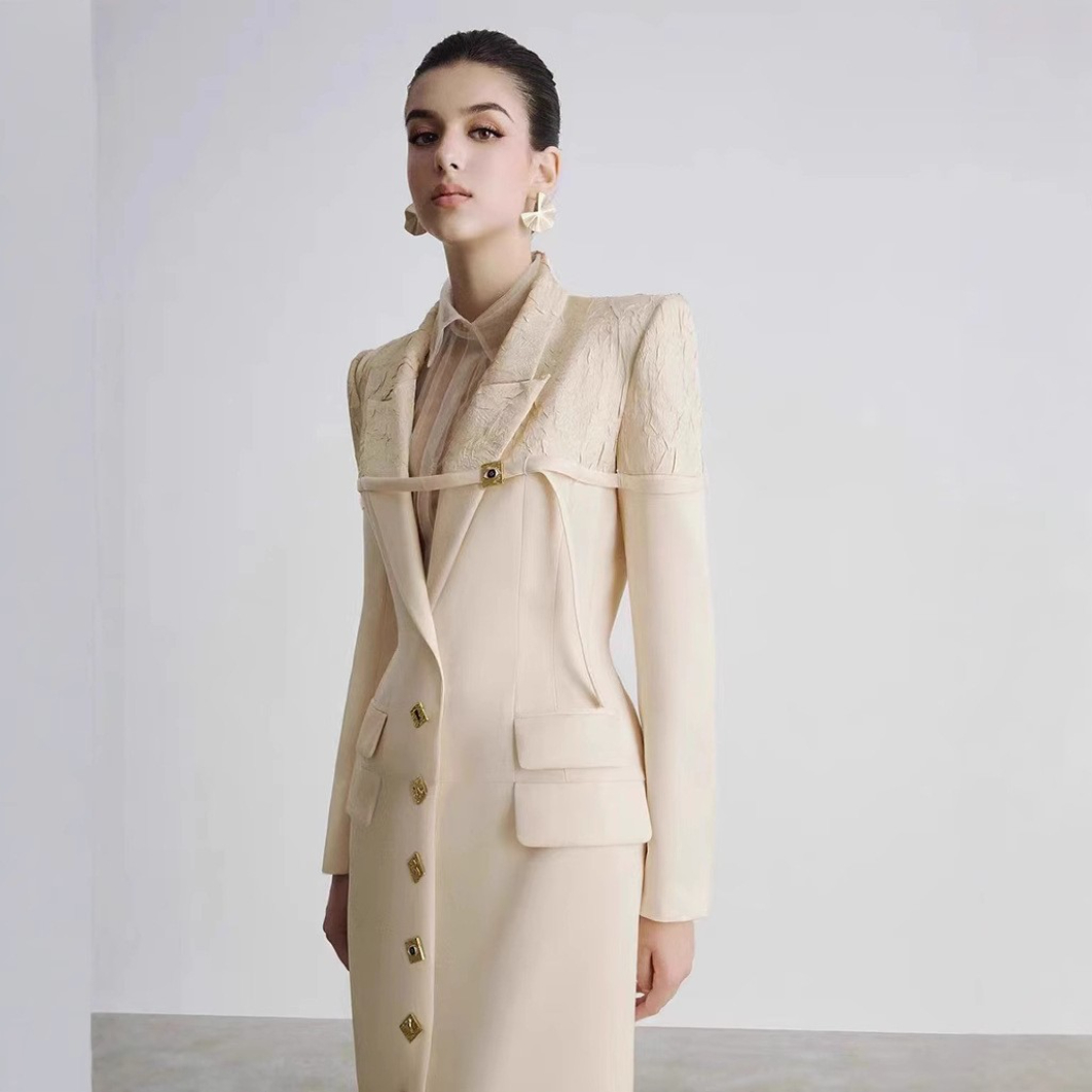 Комплект женский вечерний платье с длинным рукавом и блейзер