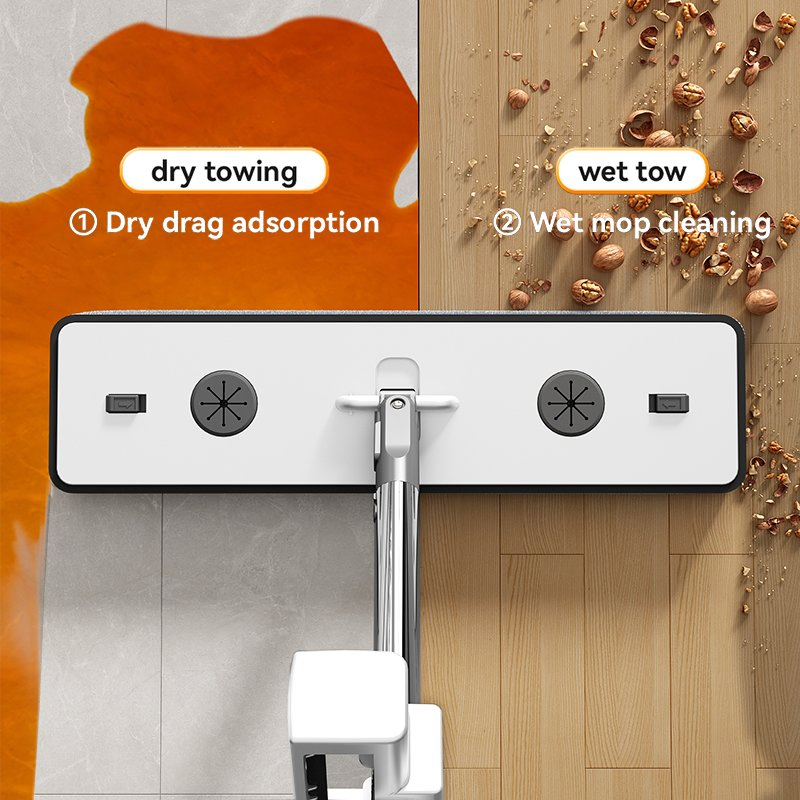 Wet Dry Use Flat Mop Self Wringing Design Stainless Steel Extendable Handle Mop