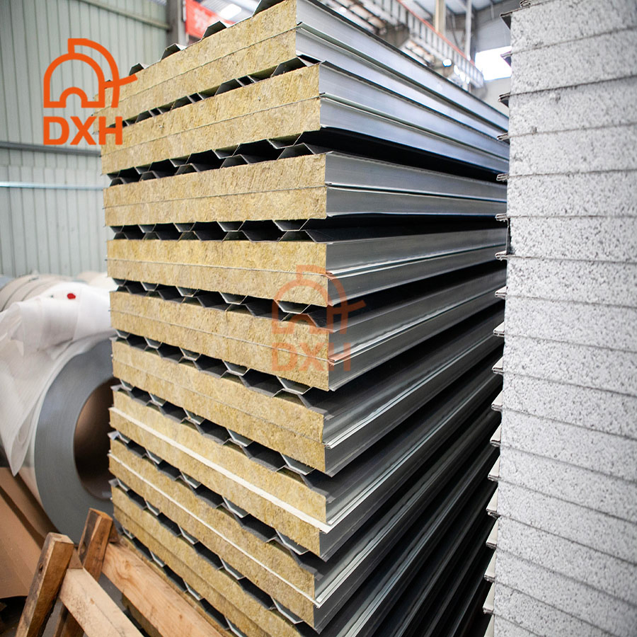 Dxh Easy Installation Thermal Insulation Office Building OEM ODM High Quality CE ISO Chinese Durable High Quality Rock Wool Sandwich Panel