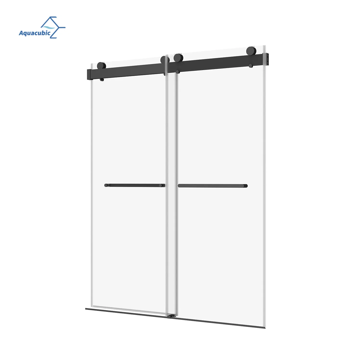 Hotel Double Bypass Soft Close Bathroom Tempered Glass Black Frameless Shower Enclosure Shower Screen Sliding Glass Shower Door