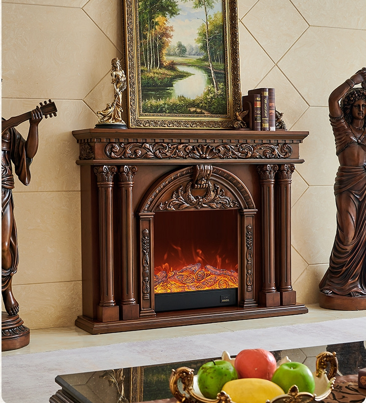 2024 New American Mantel Household Appliances, Heaters, Wooden Electronic Fireplaces