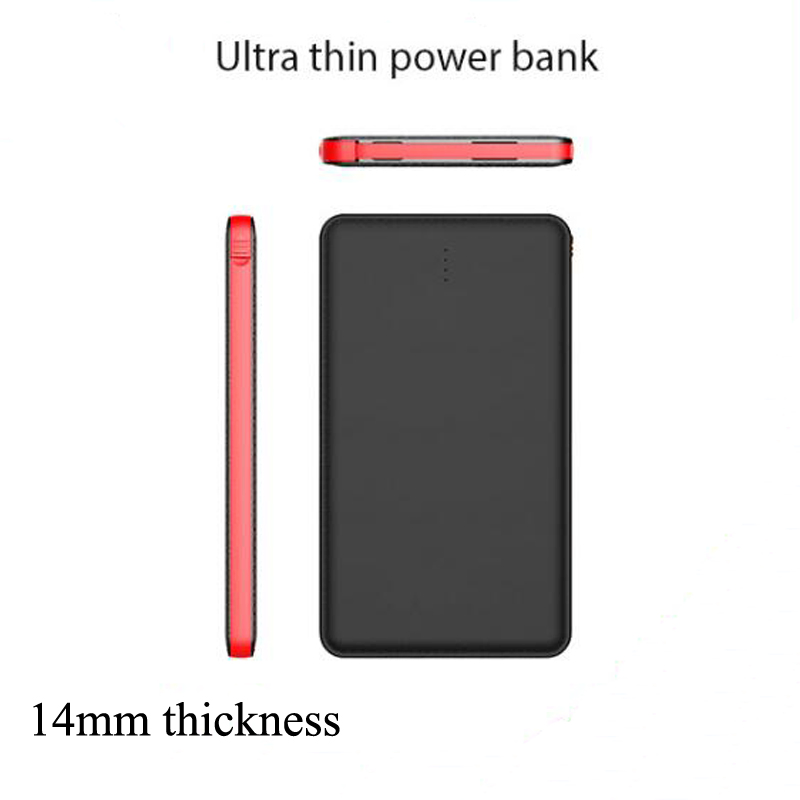 14.3mm Thickness Built-in Adapter Charging Cable 10000mAh Slim Power Bank