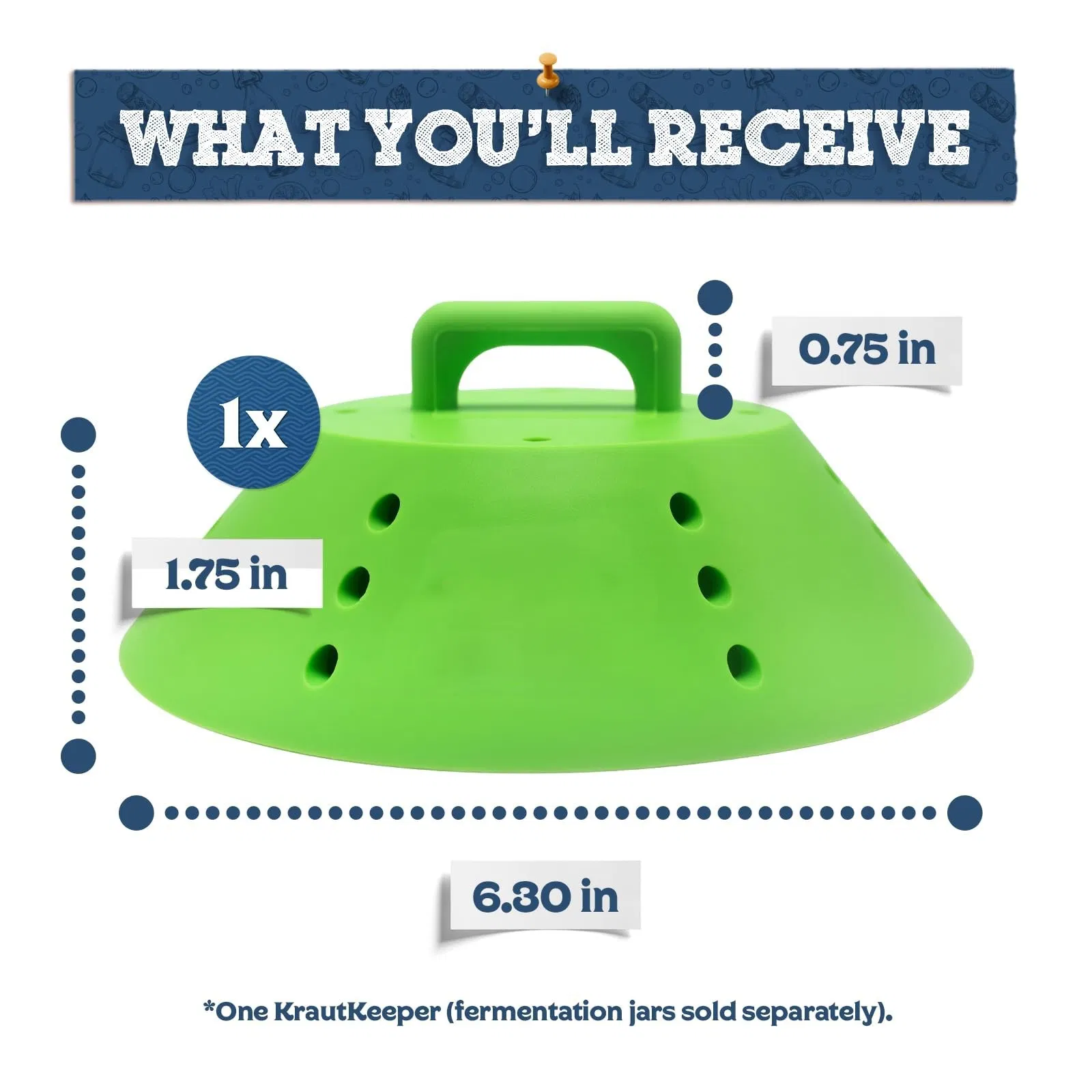 Silicone Fermentation Jar Lid for 6.3 Inch Jars, Keeps Vegetables Submerged