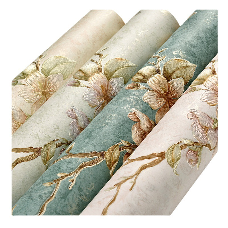 Виниловые обои 3D мрамор с цветами, 0.53х10м