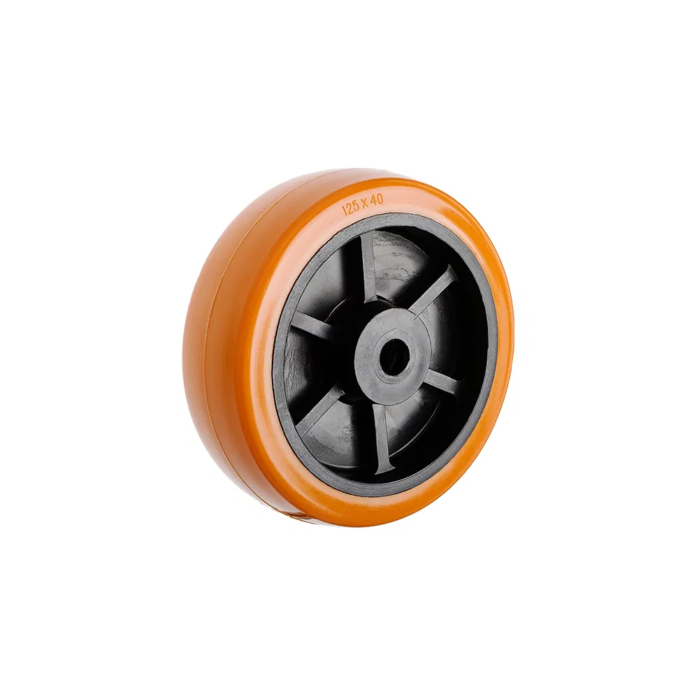 4 Inch Industrial Swivel Caster with Brake 100mm Polyurethane Wheel Tread Plastic Center Caster Wheel