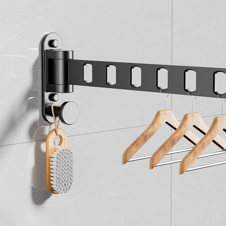 Sanipro 180 Degree Rotation Saving Space Wall Mounted Storage Hanger Folding Clothes Hanging Rod Bathroom Balcony Drying Rack