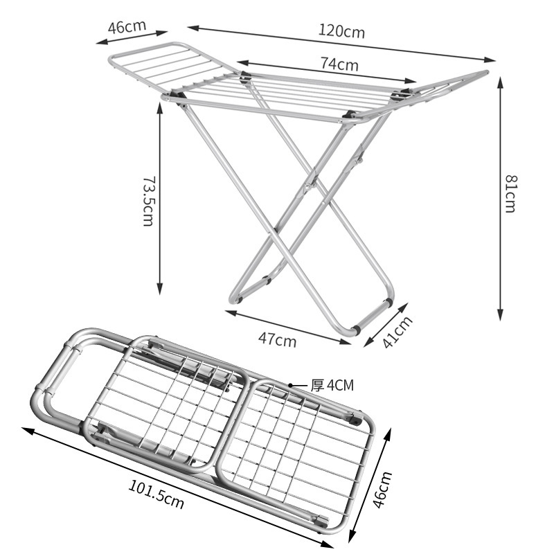 Clothes Drying Rack Folding Clothes Rail Clothes Horses Rack Stainless Steel Laundry Garment
