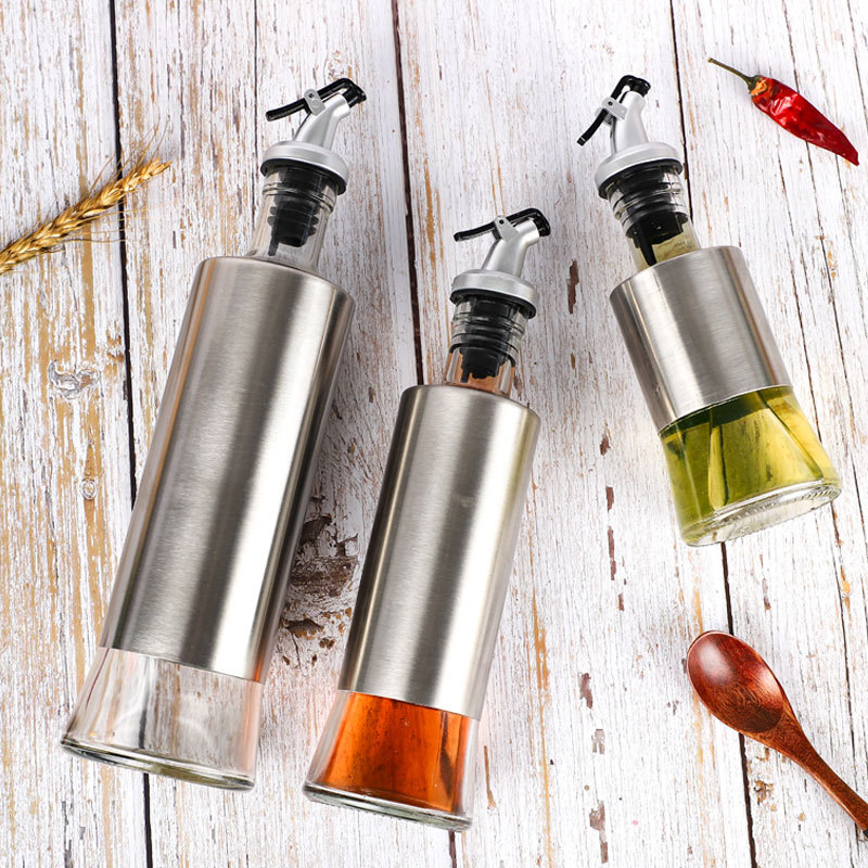 Wholesale Tainless Steel Home Kitchen Leak-Proof Glass Oil Jug Vinegar Oil Bottle