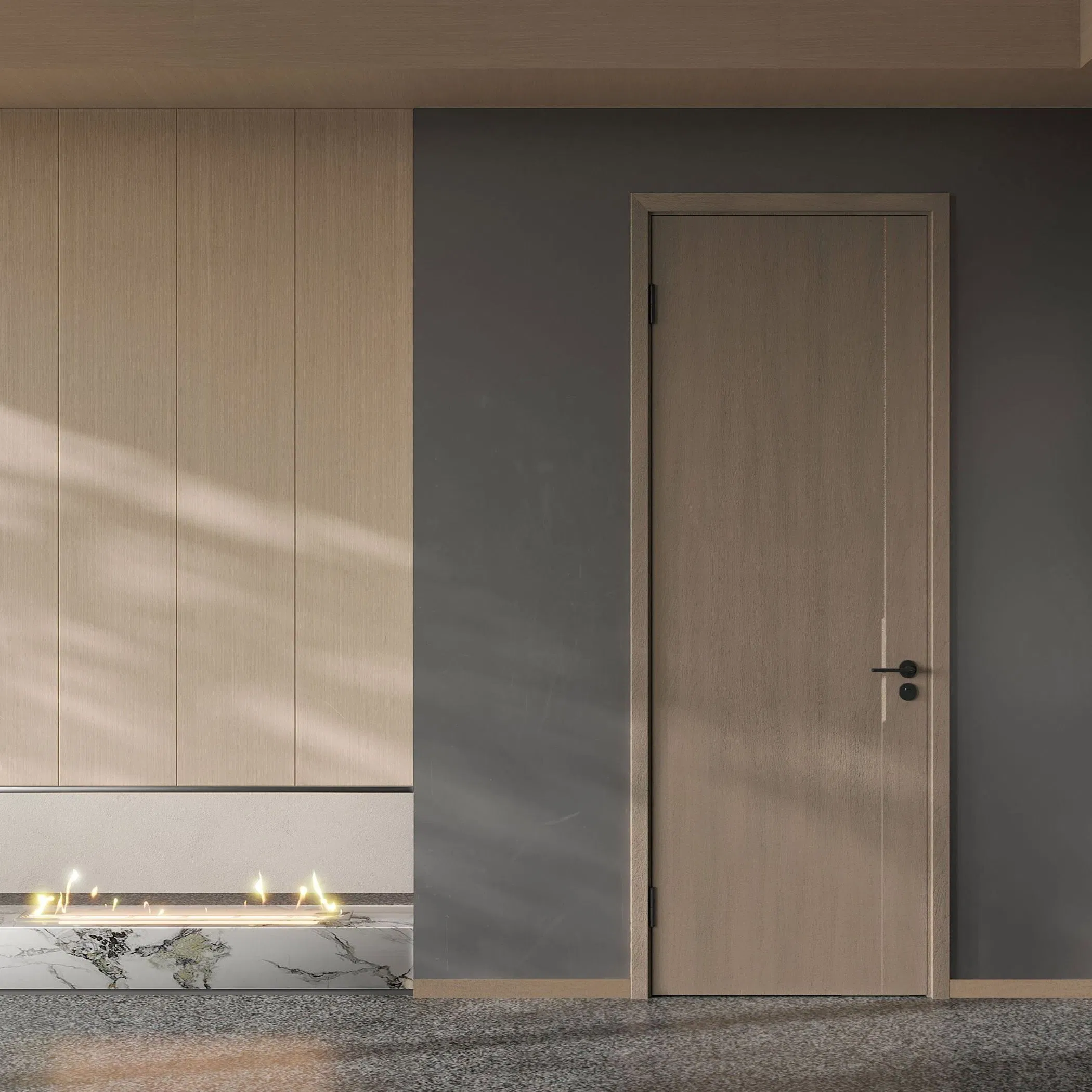 Elegant European WPC Hotel Door with Custom Engraved Patterns