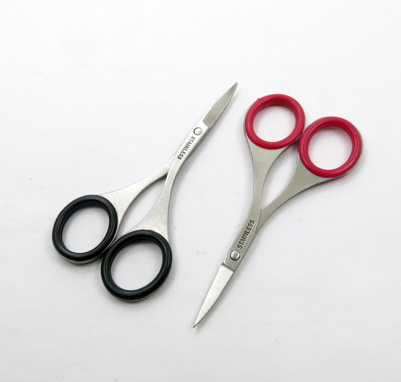 High Stainless Steel Beauty Scissors with Rubber Silicone for Eyebrow Eyelash Facial Trimming