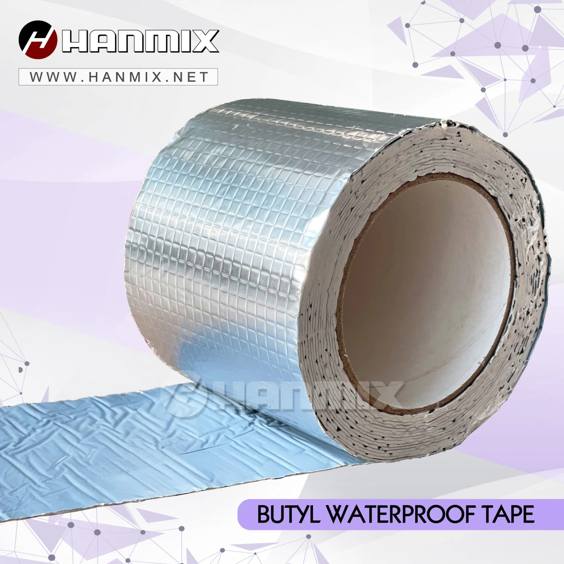 Hanmix Butyl 1.2-1.5mm 2.0mm 2.5mm 3.0mm 3.5mm 4.0mm 4.5mm 5.0mm Waterproof Tape with Aluminum Foil Butyl Tape