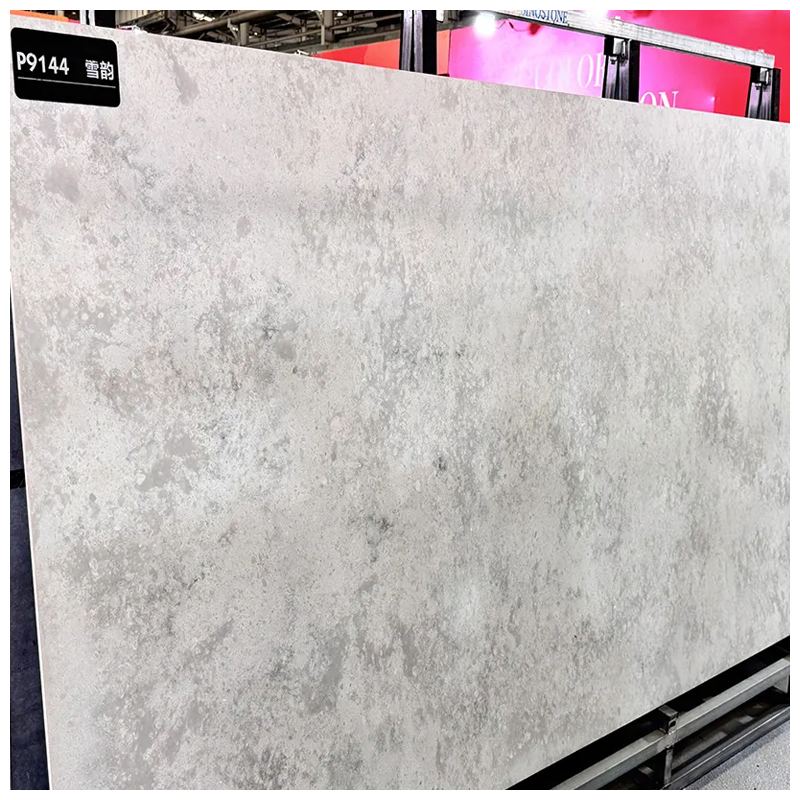 Low Silicon Grey Concrete Look Quartz Slabs for Waterfall Countertops