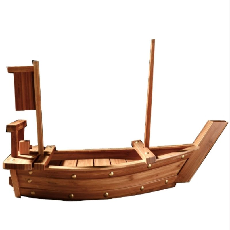 Wholesale Food Grade Wood Sushi Boat Sashimi Serving Tray Container