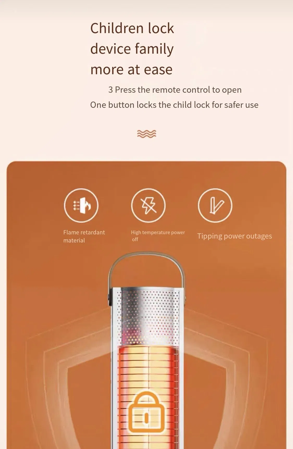 Outdoor Vertical Remote Control Aluminum Alloy Body Flame Retardant Prevention Heater