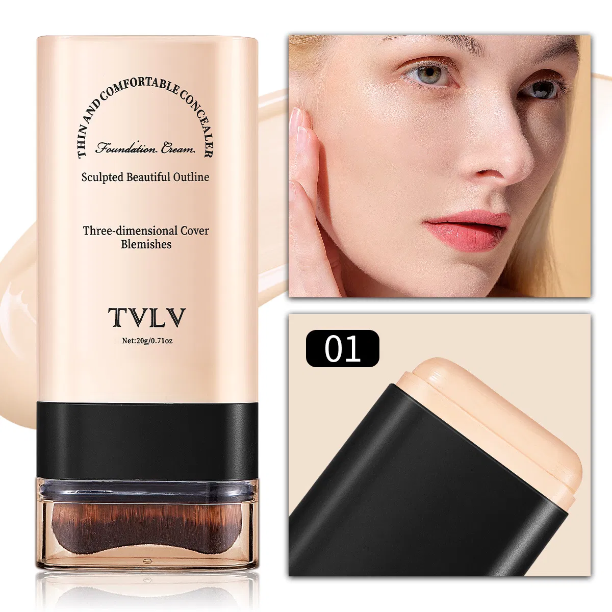 Dual-Ended Makeup Stick with Brush for Flawless Application