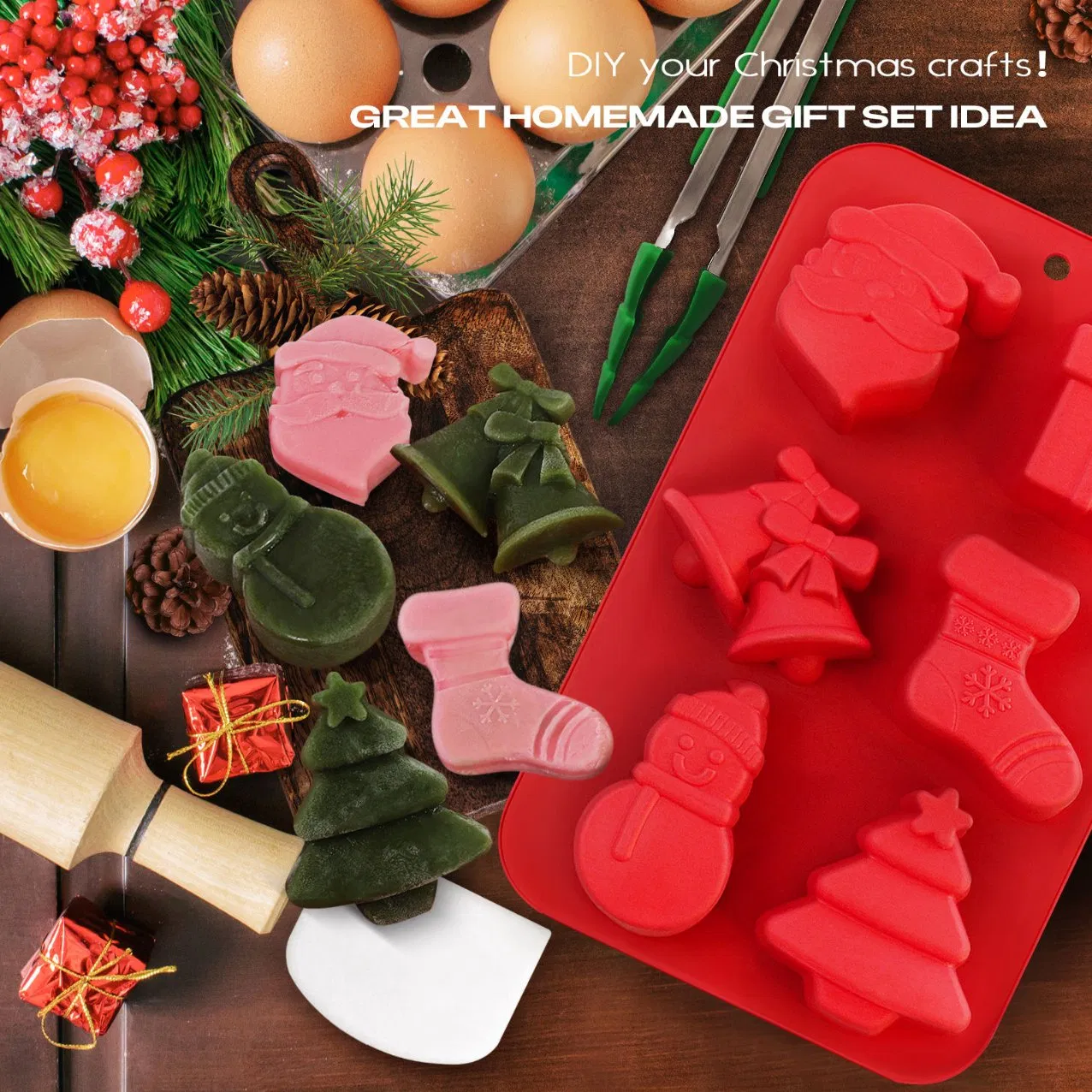 Christmas Silicone Mold Set Non-Stick Baking Mold for Making Standard Size