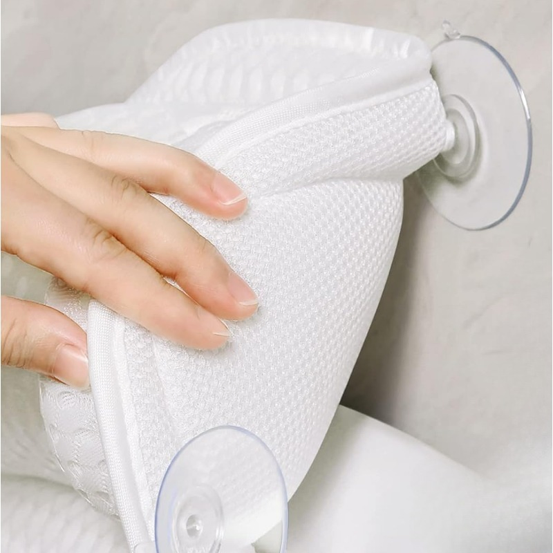 Factory Direct Sales 4D-Mesh Soft Fabric Non-Slip Bottom Suction Cup Bathtub Pillow