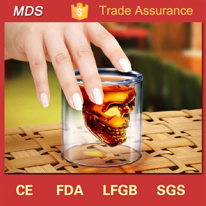 Dinking Glass Crystal Double Wall Skull Wine Glass Cup