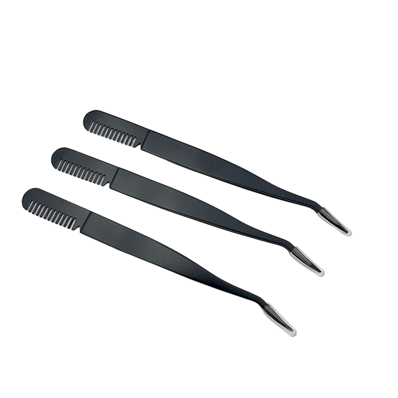 Stainless Steel Eyelash Tweezers Pointed Fibers Eyebrow Tweezers for False Eyelash Grafting and Eyebrow Shaping