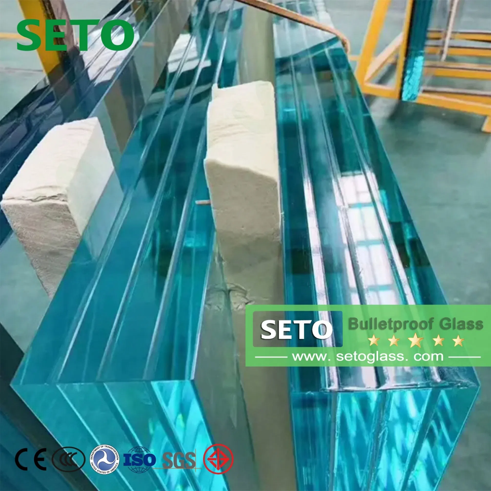 Br6 Br7 Bulletproof Glass for Curtain Wall Partition Door Window Office Buildings Metro Stations