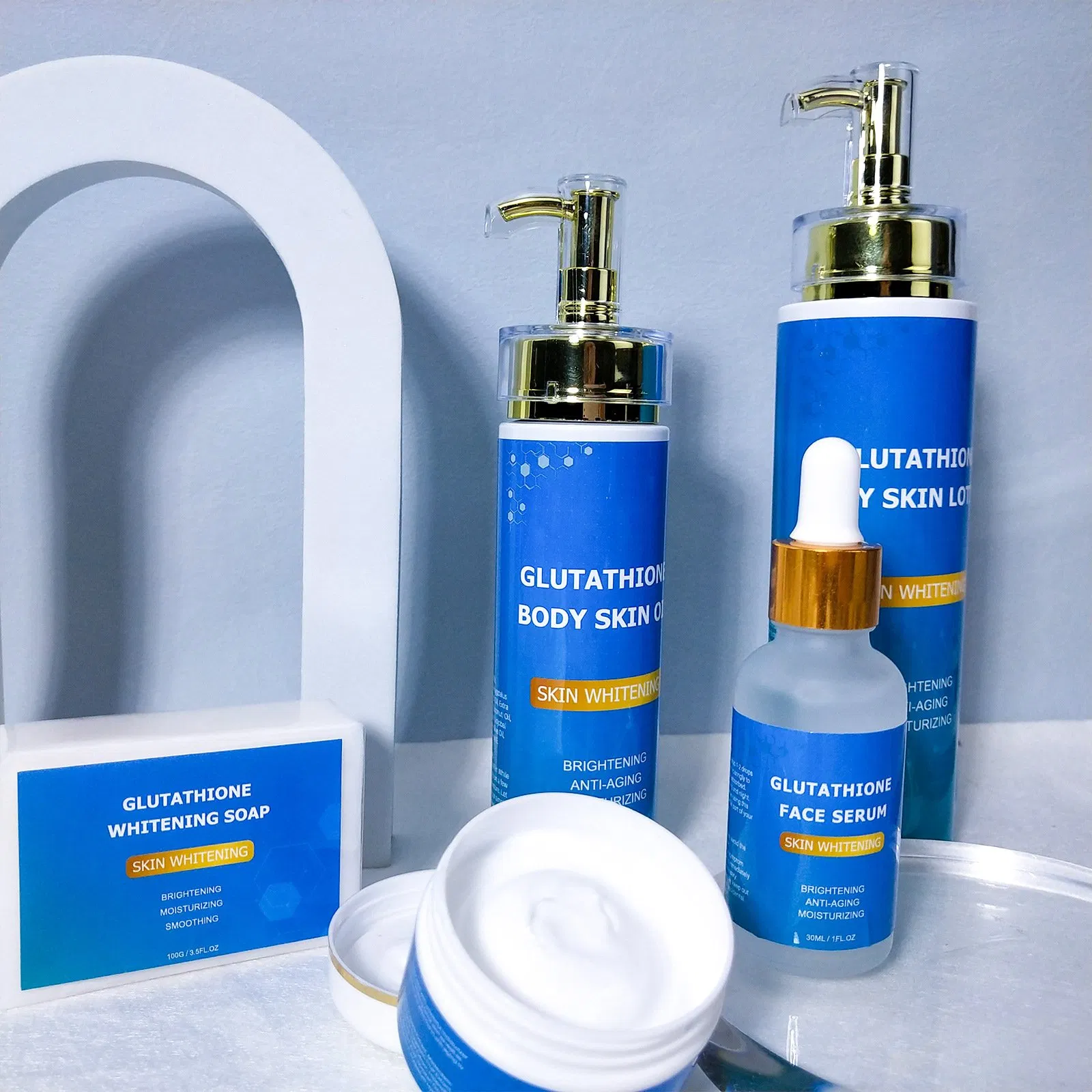 Dark Spot Remover Brightening Glutathione Organic Whitening Soap Body Oil Lotion Cream Skin Care Set
