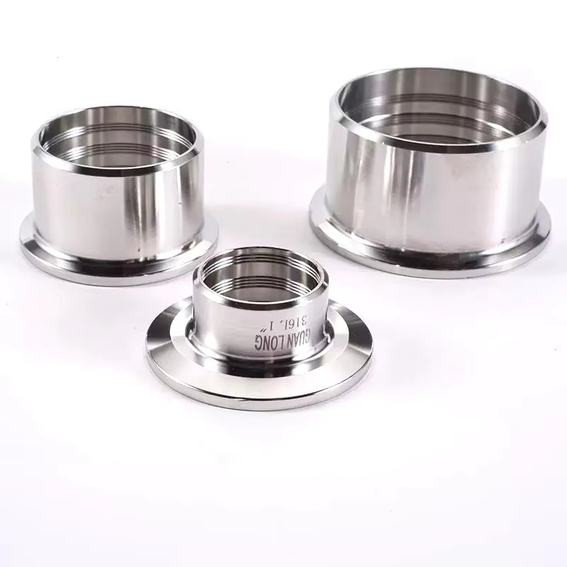 SS304 SS316L Stainless Steel Recessless Expanding Ferrule Sanitary Food Grade Clamp Ferrule Nipple 1"-4" Tri Clamp Smooth