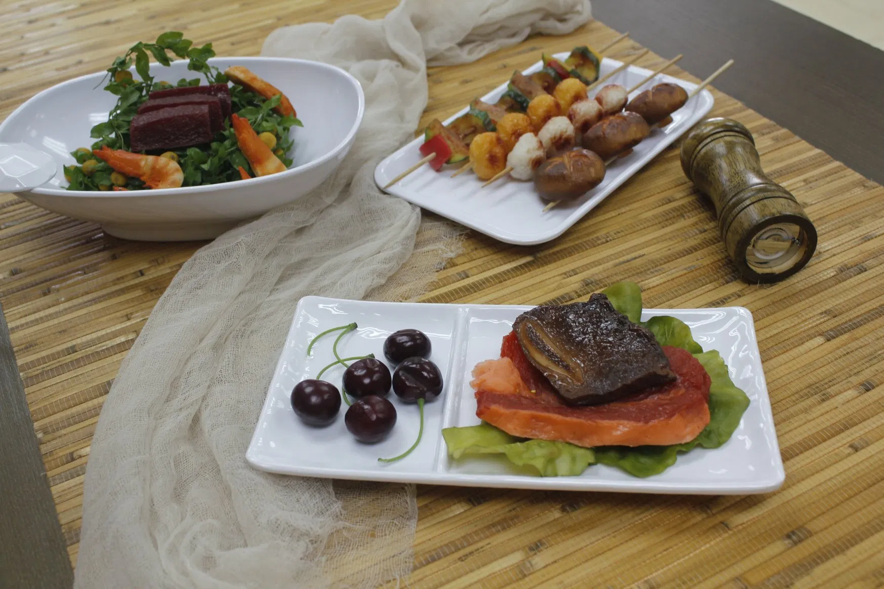 Rectangular Plate Melamine Tableware 2-Divided Plate