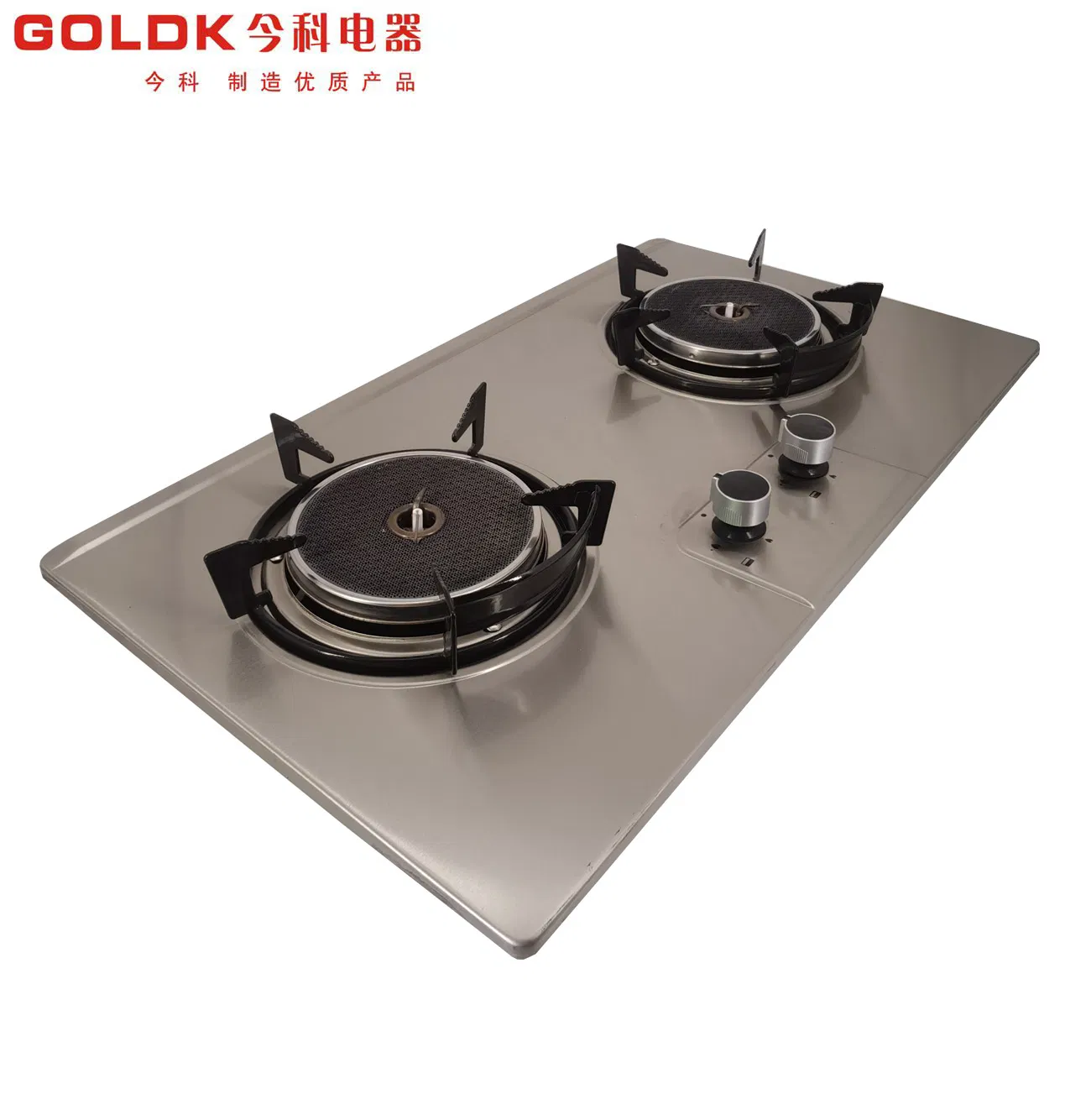 Goldk GS-057 Premium Quality Black 2 Burner Built-in Stainless Steel Infrared Gas Hobs
