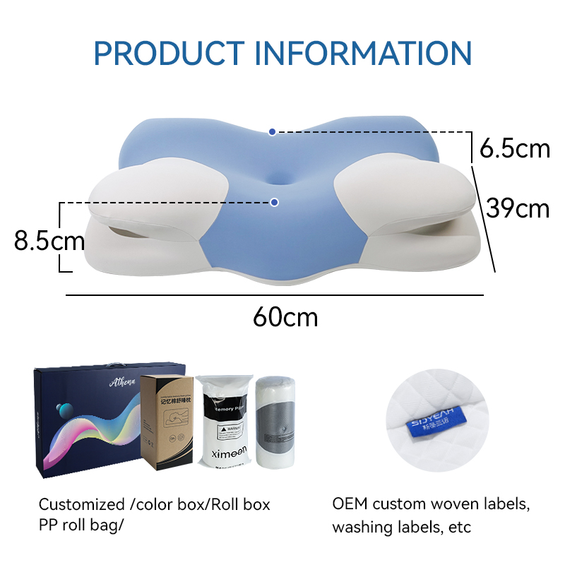 Butterfly Shape Ergonomic Memory Foam Bed Sleeping Pillow Orthopedic Contour Pillow for Side Back Stomach Sleeper