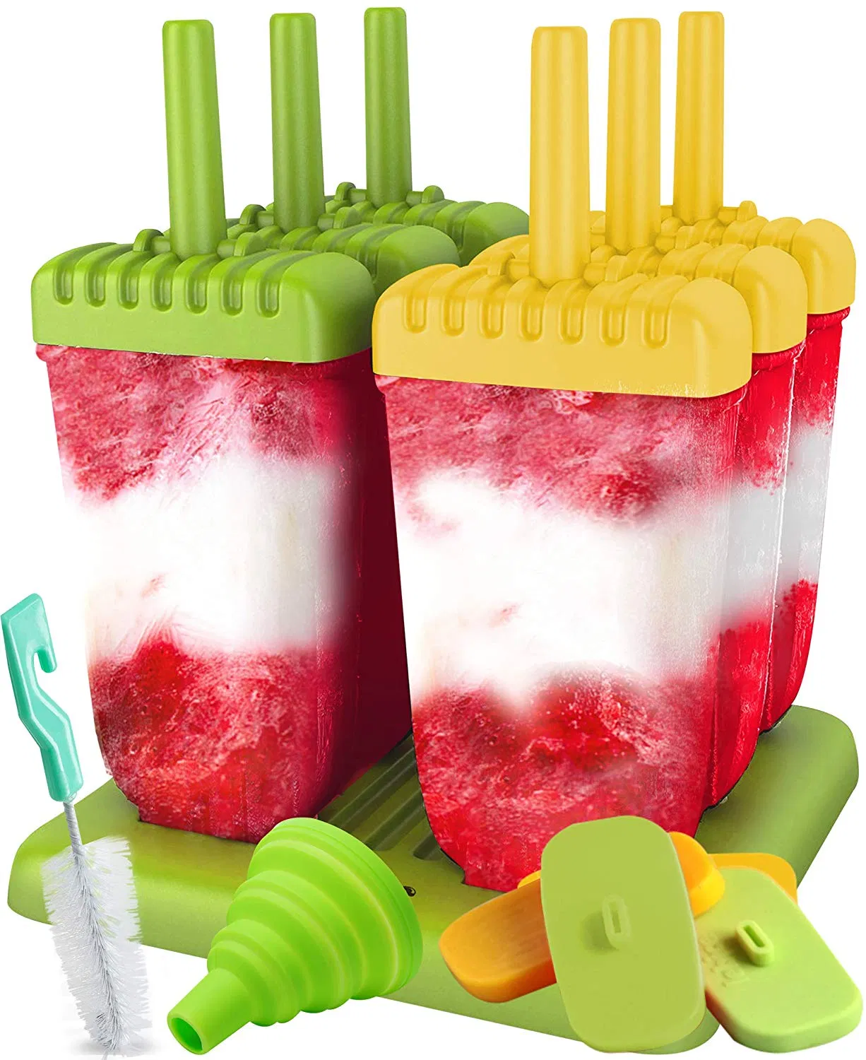 Cartoon Homemade Ice Cream Pop Trays Plastic Ice-Cream Mould Set Silicone Cube Mold for Popsicle Molds Maker Reusable Ice Cream Molds