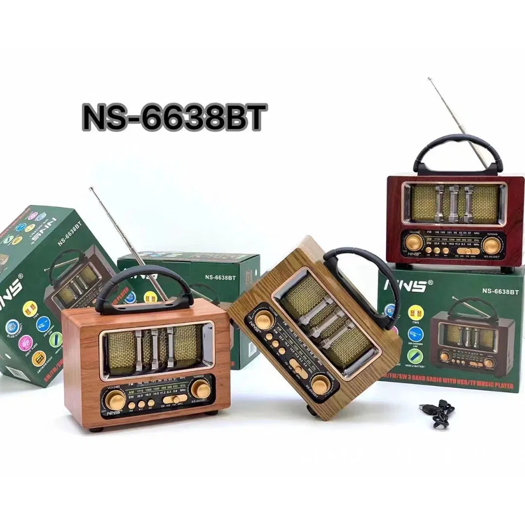 Ретро радио NS-6638BT с Bluetooth, деревянный корпус