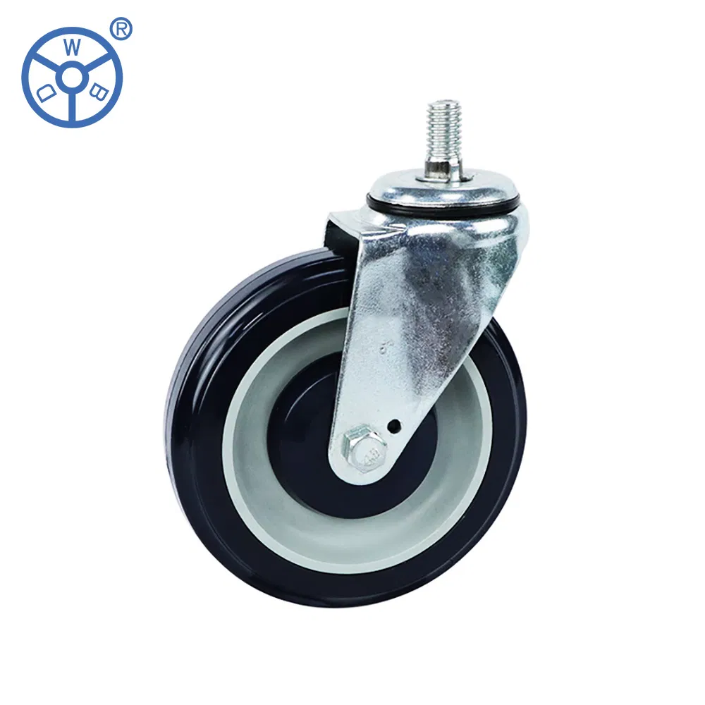 Wbd 4 5 Inch Replacement Supermarket Standard Supermarket Caster Wheel Swivel Caster Threaded Stem Type Polyurethane PU Shopping Cart Castor