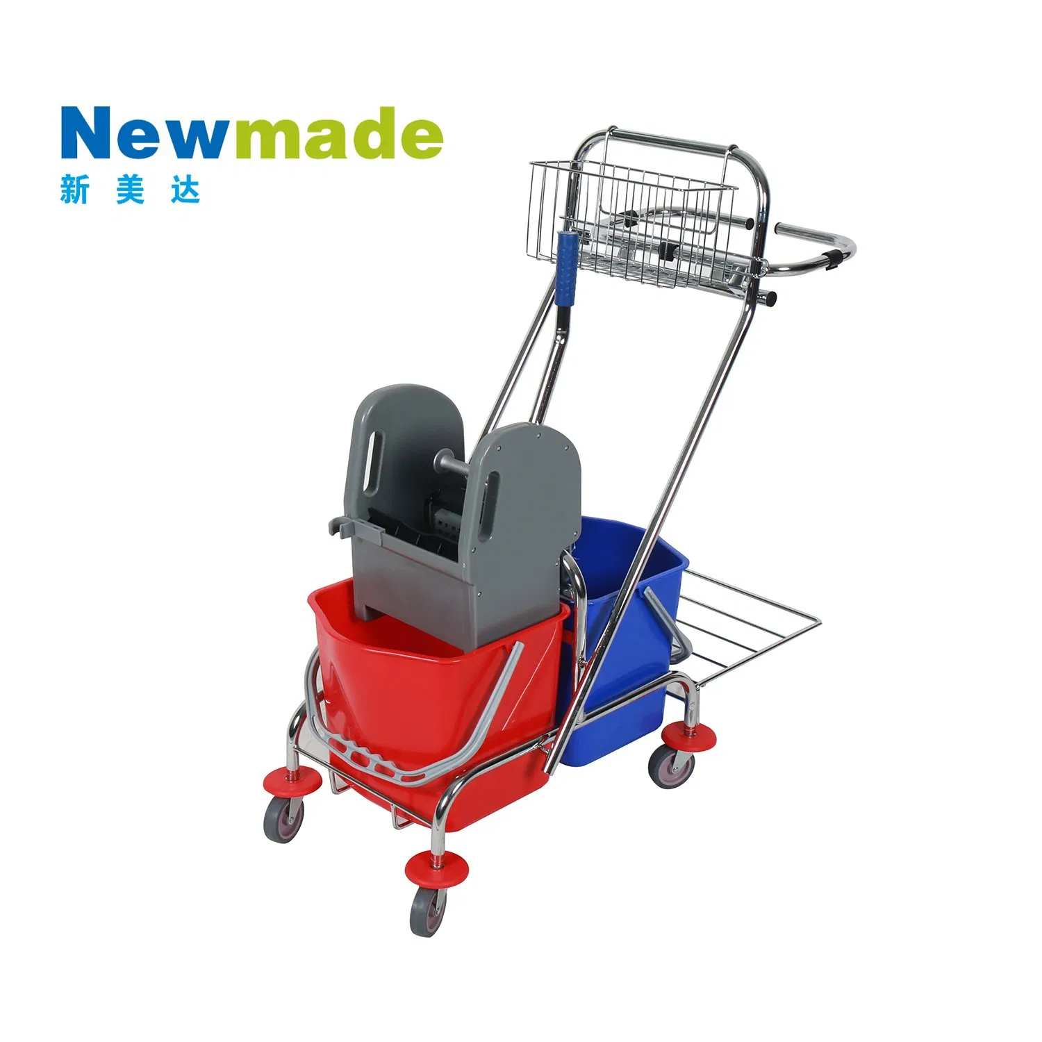 Down-Press Double Mop Wringer Trolley for Hotel with Long Handle