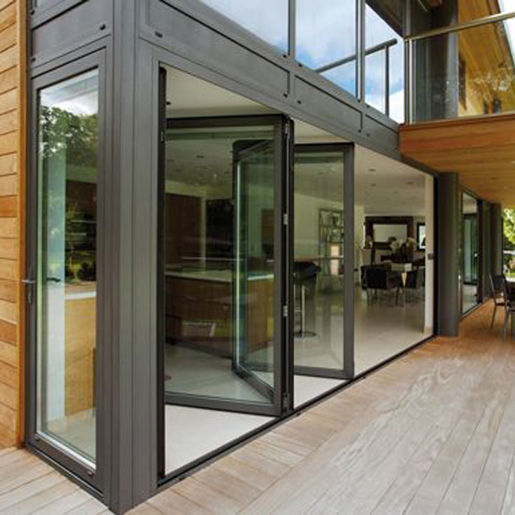 Customized Waterproof Heatproof Exterior Aluminum Glass Bifold Sliding Door Price