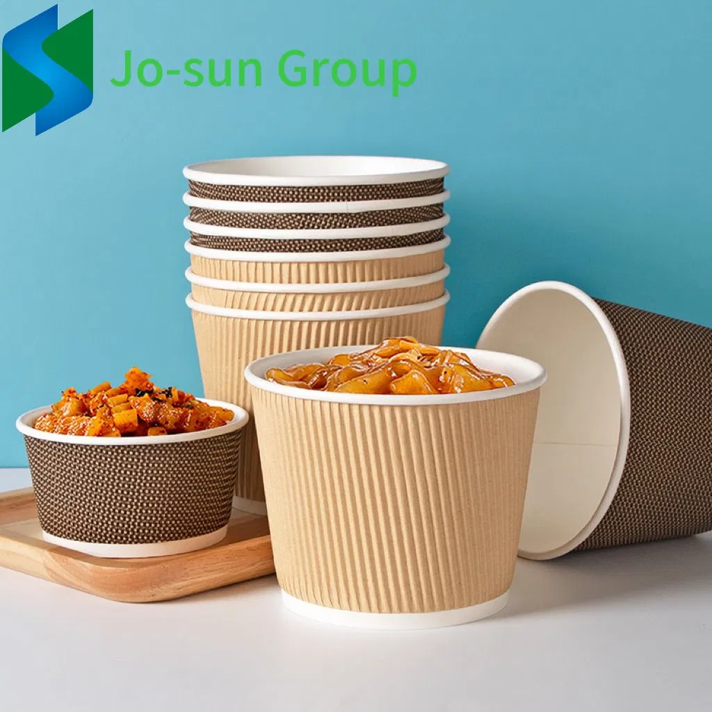 Jo-Sun Disposable Recyclable Kraft Corrugated Bowl and Soup Bucket