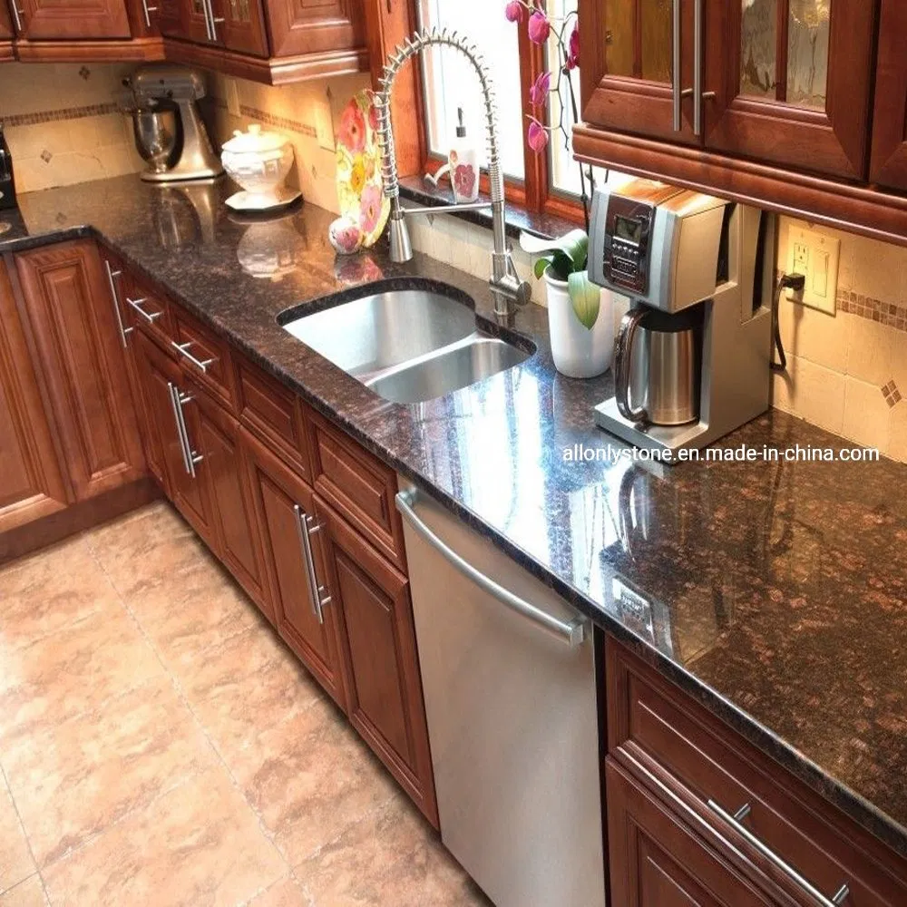 Precut Natural Stone Tan Brown Granite Countertop for Kitchen and Bathroom with Sink and Cabinet