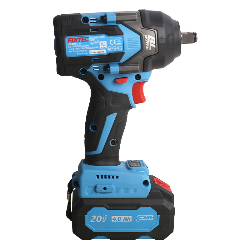 Fixtec Brushless Cordless Wrench Electric Multi-Functional 20V Cordless Brushless Impact Wrench 1/2" Li-ion Battery Power Impact Wrench Drill