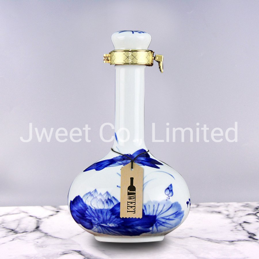 Custom with Cork Spirit Wine Olive Oil Ceramic Bottle