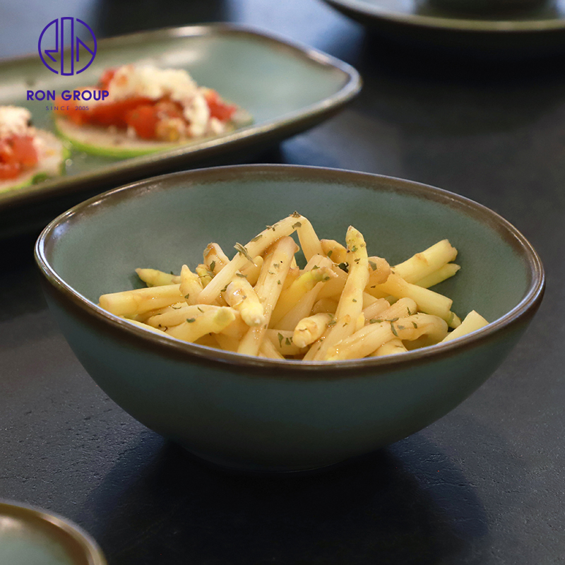 Commercial Ceramic Porcelain Tableware 5/6.5 Inch Irregular Salad Dessert Food Service Bowl for Restaurant Hotel Dinnerware