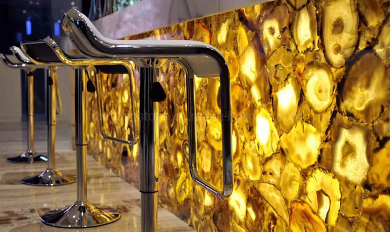 China Manufacturer of Semi Precious Stone Purple Agate Stone Tiles for Hotel Wall and Floor