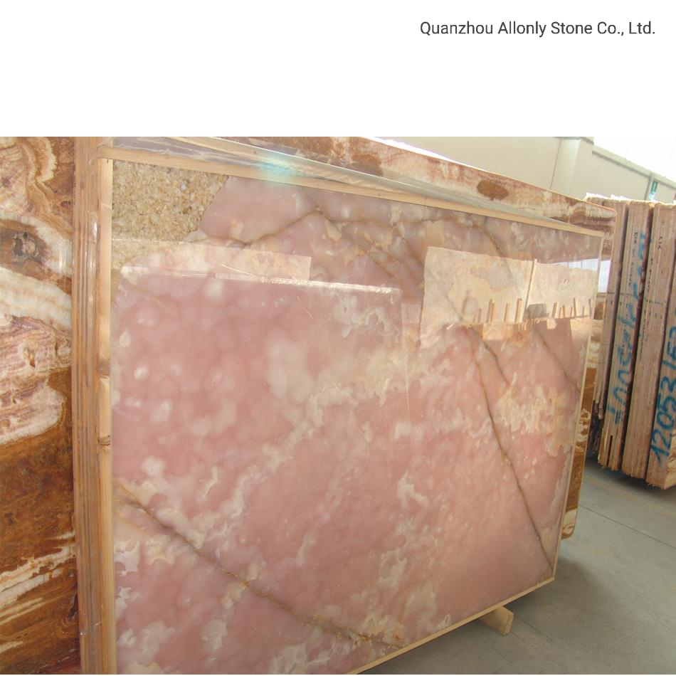 Hotel Interior Design Pink Onyx Marble Tile Floor and Wall