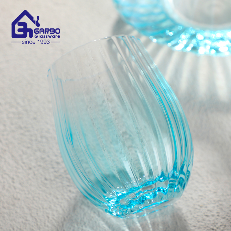 Line Design Orange Spray Color Glass Wine Decanter and Cups Drinking Set