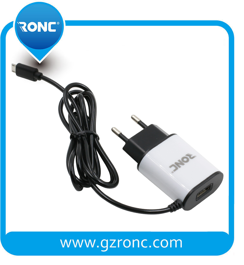 Зарядное устройство 5V/1A с кабелем, евро-вилка