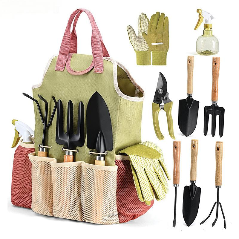 Amazon Hot Selling New Colorful Aluminum Alloy 9-Piece Outdoor Garden Tool Set