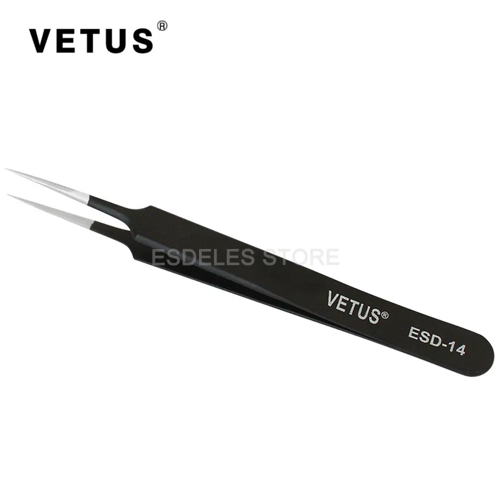 ESD Vetus Plastic Anti-Static Stainless Steel ESD Bending Tweezers for Mobile Laptop Computer Repair Tools Tweezers