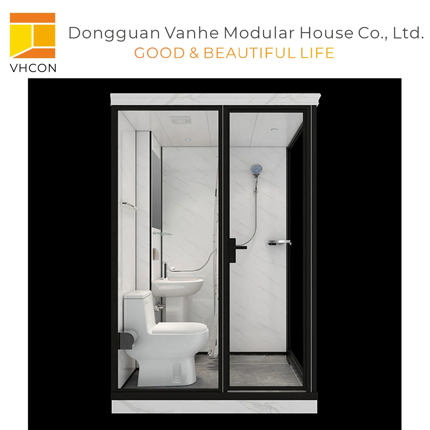 High Quality RV Modular Portable Luxury Building Hotel Glass Door Design Prefabricated Big Modular Shower Bathroom Pods with Toilet
