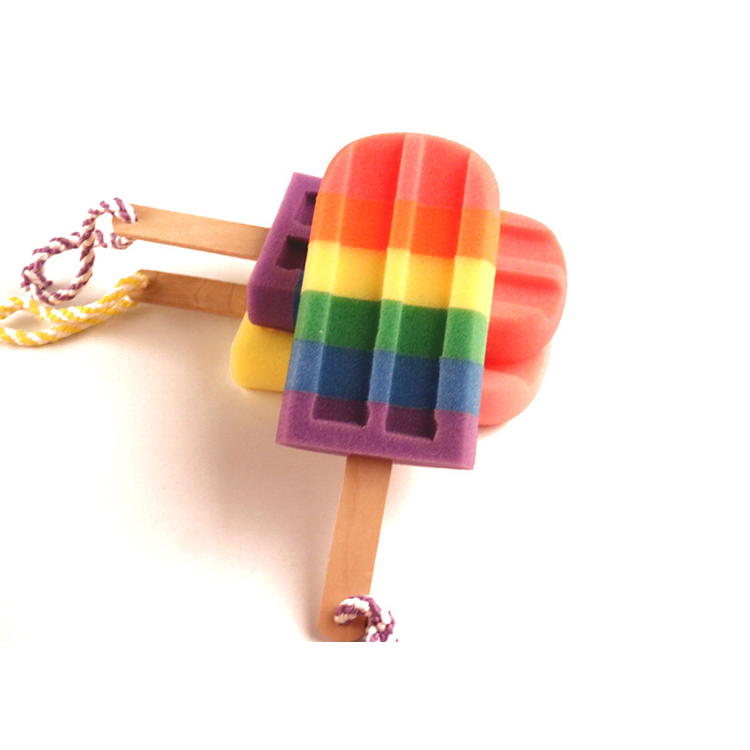 Newest Popsicle Cute Shower Sponges Soft Bathing Scrub for Kids Birthday/Christmas Gift Lovely Rainbow Baby Bath Sponge