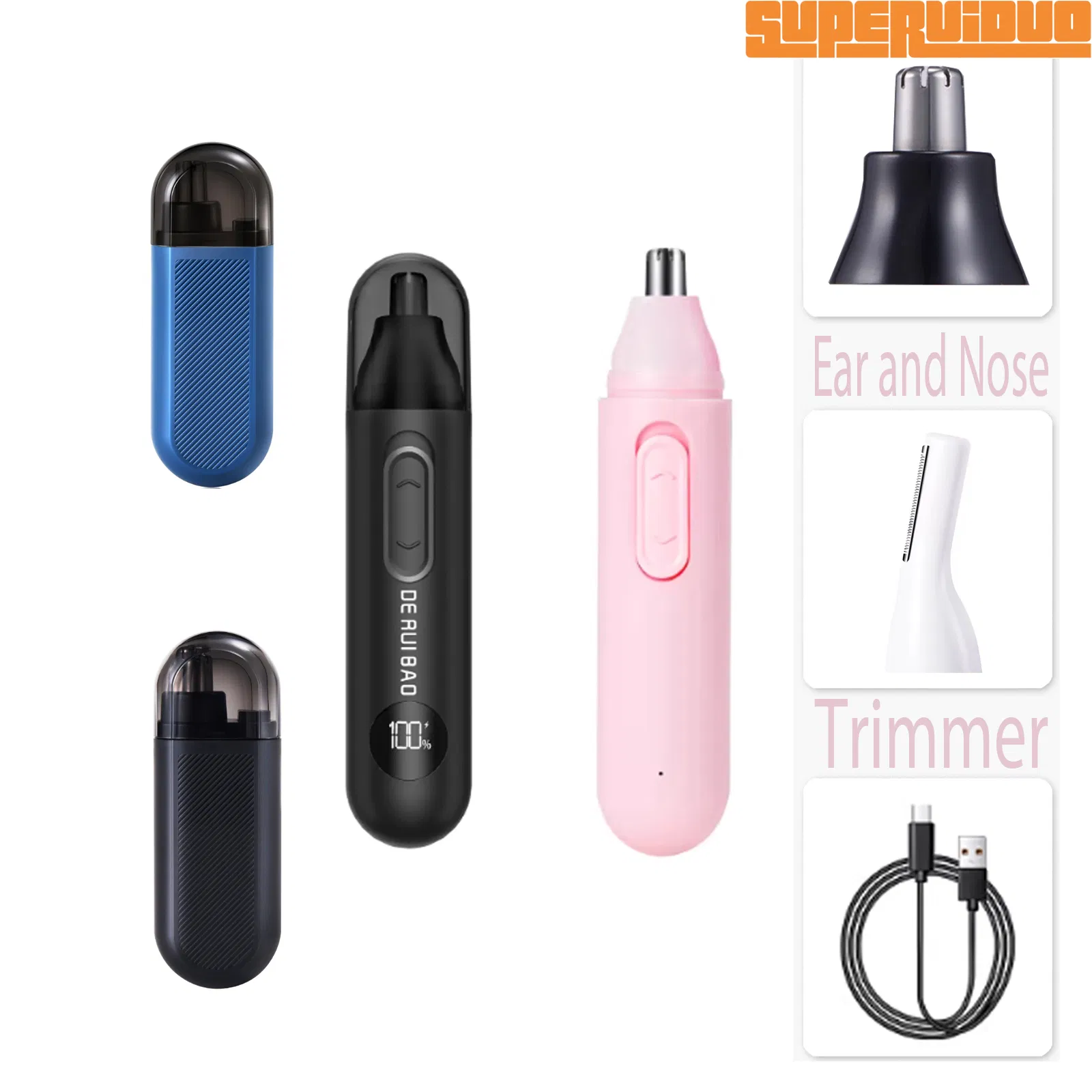 Interchangeable Shaving Components Nose Hair Trimmer