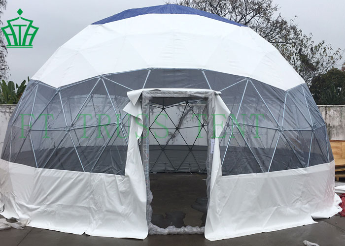 Diameter 8m Steel Dome Camping Resort Igloo Tent with Square PVC Door